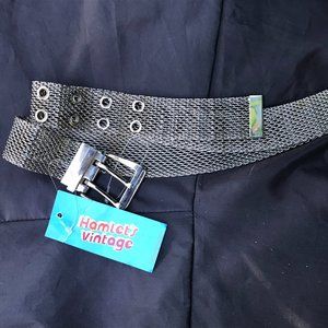 Vintage Metal Silver Tone Chainmail Mesh Belt from Famed Hamlets Vintage NYC